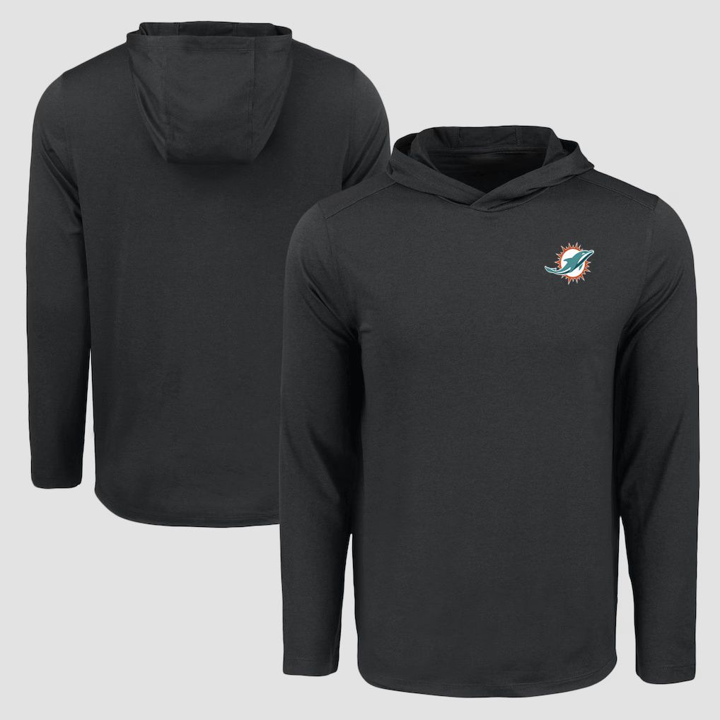 Men 2026 NFL Miami Dolphins Hooded long sleeved T-shirt black 06->nfl t-shirts->Sports Accessory